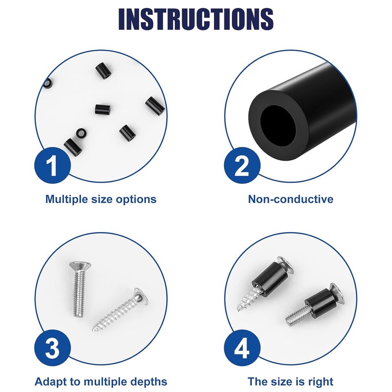 wegoup 345 Pcs Black Nylon Electrical Outlet Spacers Kit - Non-Threaded Round Plastic Spacers for Switch & Receptacle Screws, Secure Fit Spacer Assortment for Outlet Installation - Image 5